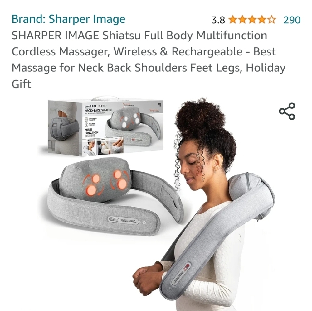 Sharper Image Gray Cordless Shiatsu Full-Body Neck & Back Massager